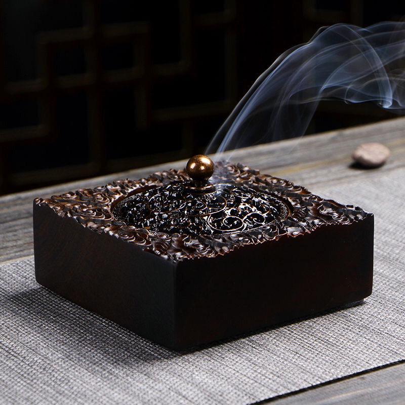 Ebony Large Wooden Sandalwood Incense Burner | Indoor Auspicious Clouds Agarwood Holder | Creative Tea Ceremony Ornament