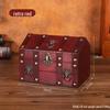 Vintage Wooden Jewelry Box with Lock - Desktop Retro Storage and Treasure Chest