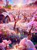 Full Drills Diamond Painting Dream Pink Garden Landscape Cross stitch Diamond Embroidery DIY Artist Living Wall Decoration