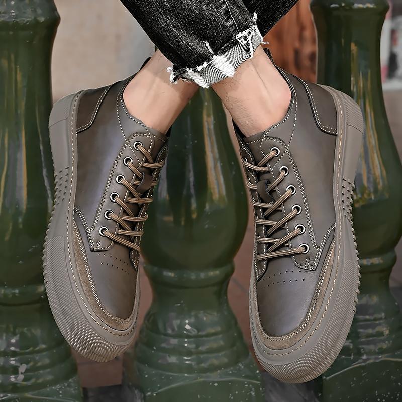 Genuine Leather Black Brown Men Flats Shoes Hand Sewing Men Oxfords Trendy Shoes Outdoor Fashion Men Flats