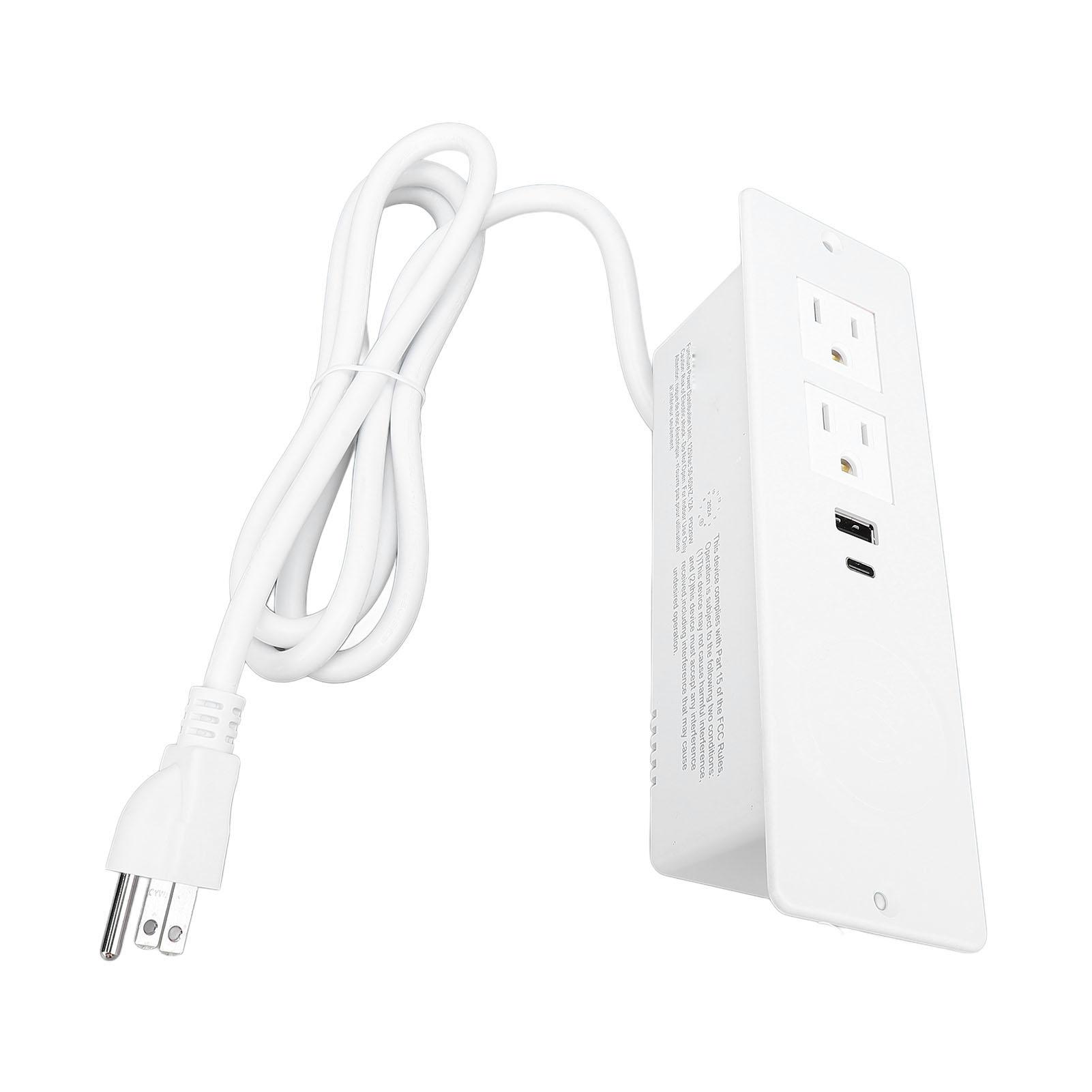 

Recessed Power Strip 2 AC Outlets with PD 20W USB C 18W USB A Port and 15W Wireless 1.5m Cable 15A