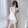1011 New Pajamas Women's Summer Ice Silk Suspender Shorts Two-piece Set Spring and Autumn Thin Sexy Lace Homewear
