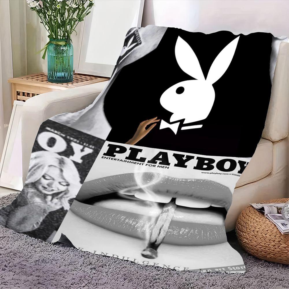 Playboy Bunny Logo Themed Blanket - Soft and Cozy Throw Blanket Featuring Iconic Playboy Graphics, Perfect for Cozy Nights, Livi