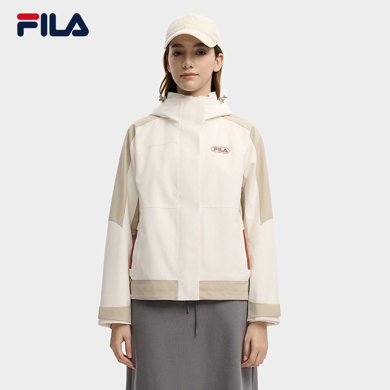 FILA Original Casual Fashion Sports Warm Wearable Detachable Two-Piece Woven Jacket Women jackets Cloud-Peak-White F11W549704FIV