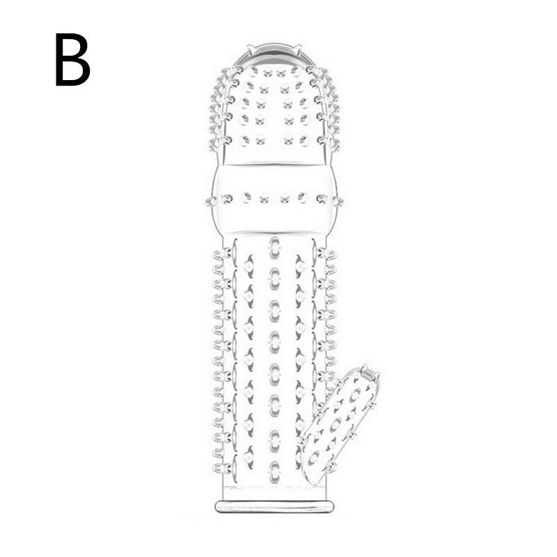 Wiederverwendbare Kondom Penis Hülse Männliche Erweiterung Zeit Verzögerung Spike Klitoris Massager Abdeckung Kristall Klare Kondome Erwachsene Sex Spielzeug
