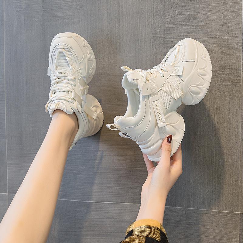 Popular Thick-soled Inner Height-increasing Dad Shoes 2025 Spring New Star with the Same Casual Versatile Fashion Style Lace-up Women