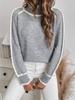 Women's Loose Fit High Neck Solid Color Knit Pullover Sweater