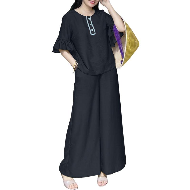 ZANZEA Women Half Sleeve Blouse and Pants Summer Two Piece Suit Sets