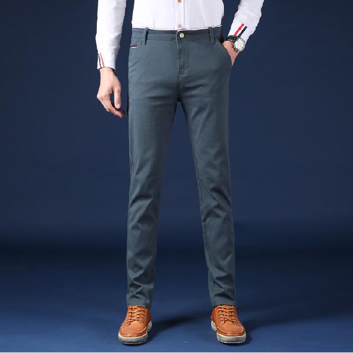 Men's Solid Color Casual Business Pants - Autumn/Winter Korean Style