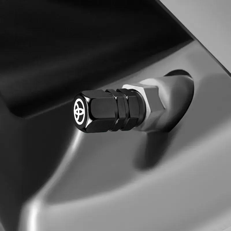 4Pcs Car Emblem Metal Bolt-in Wheel Tire Valve Caps Dust Cover For Toyota GR Camry Fortuner Highlander Mark-X Mirai Hillix TRD