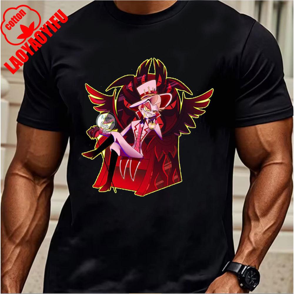 Hazbin Hotel Lucifer 2025 T-Shirt Comfortable Personality High Quality Cotton Tops Two-dimensional Nostalgia Retro Unique