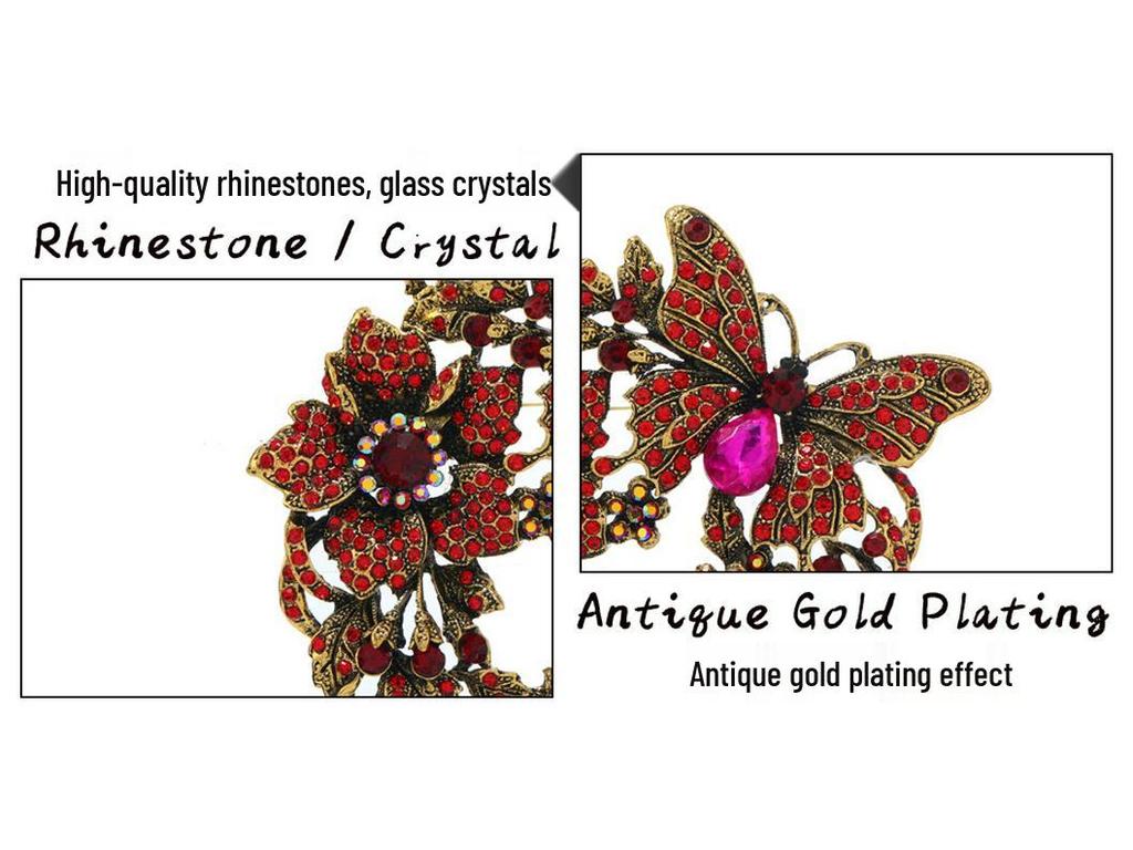 Baroque Retro Alloy Butterfly Wreath Brooch - Versatile Heavy-Duty Accessory for Coats and Suits