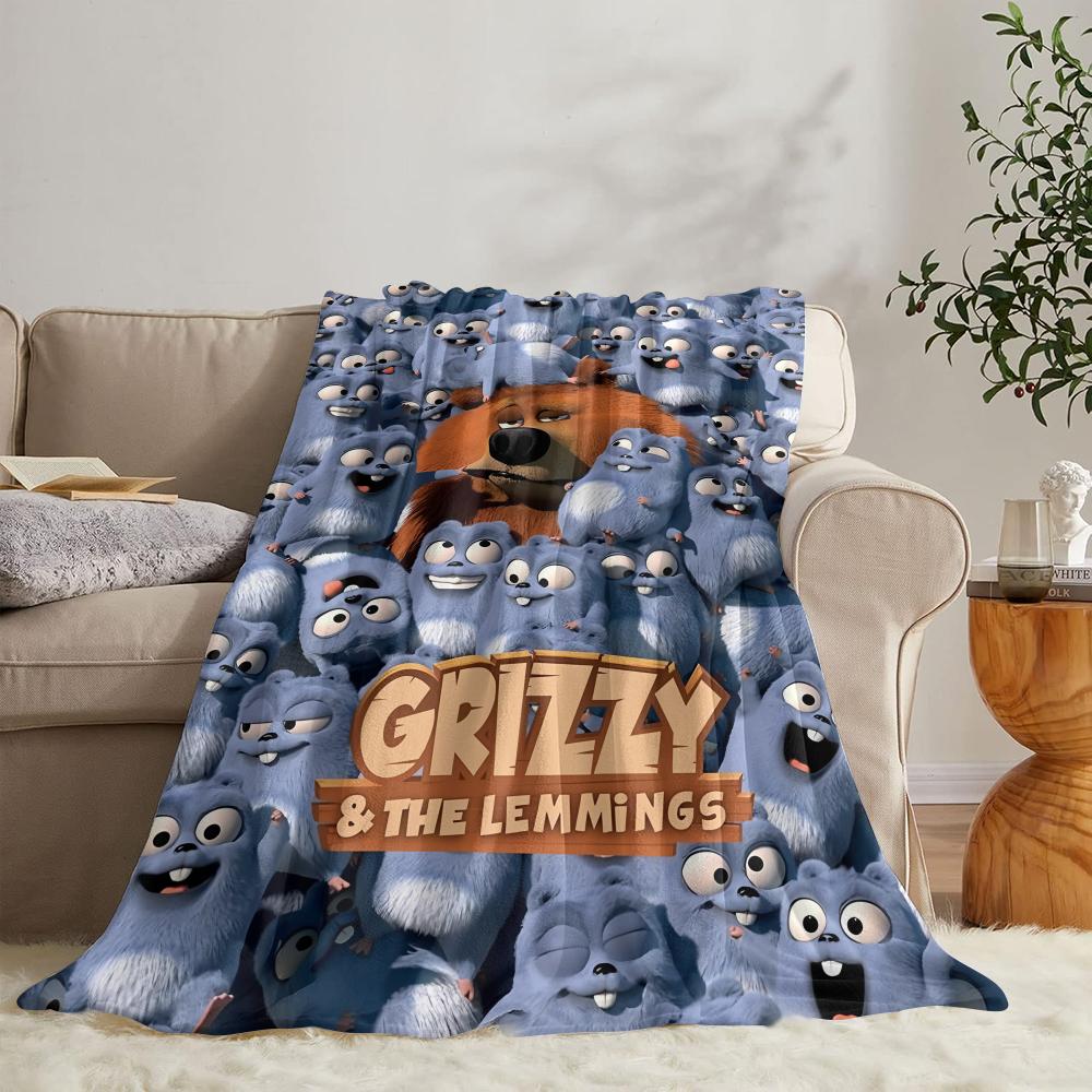 GUOYU Blanket Ggrizzy and Lemmings Throw Soft Flannel Throw Summer Blanket Lightweight Cozy Nap Blanket for Sofa Bed Travel 75x100cm (30x40inch)