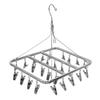 Multifunction Aluminum Alloy Laundry Drying Rack with 26 Clips for Socks Underwear Scarf Gloves