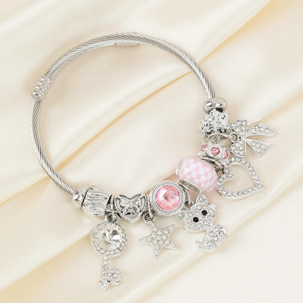 

Women Bow Heart Rhinestone Pendant Bracelet Jewelry Accessories for Date Party Festival Gifts