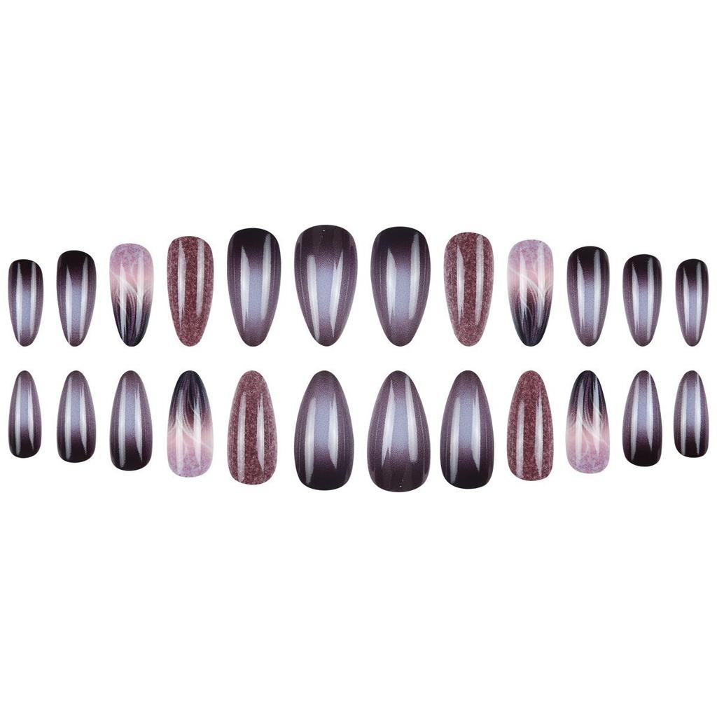 Night Sky Glitter Water Drop False Nails - 24-Piece Set, Detachable & Wearable
