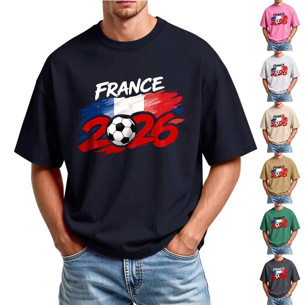 Men's Printed Round Neck T-Shirt Casual Sports Short-Sleeve Top
