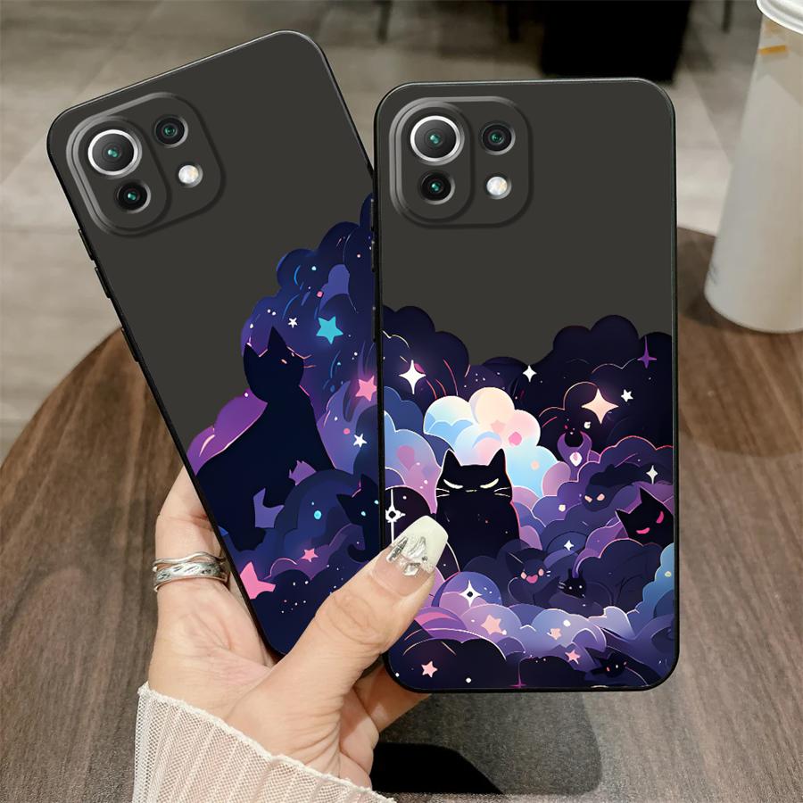Black Cat Starry Night Case for Xiaomi Mi 11T 10T 12X 11 12 12T Pro 14 13 Lite Funda Phone Cover
