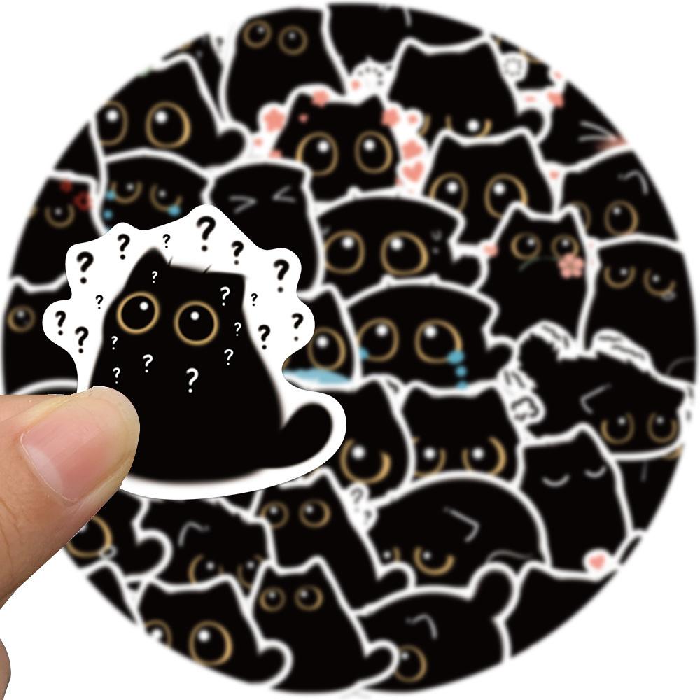 10/20/40pcs Kawaii Black Cat Graffiti Stickers Cute Cartoon Kitten Decals Water Bottle Notebook Phone Graffiti Sticker Kids Toy