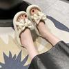 Thick-soled slippers women's summer outer wear 2025 new fashionable versatile bow non-slip high-end sense one-word sandals women