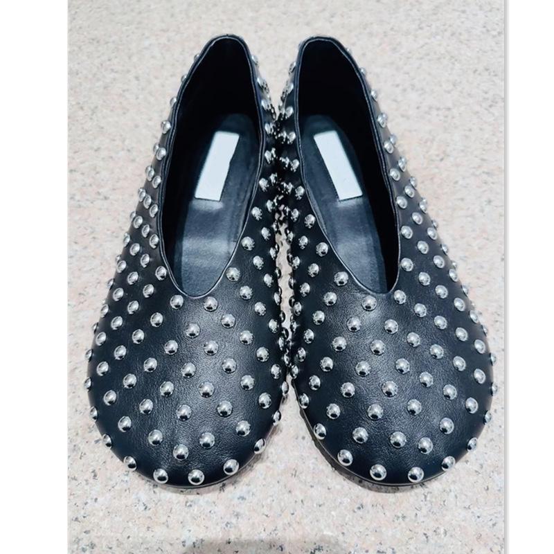 

Leather big head shoes women s retro British style small leather shoes full of diamonds casual shoes 40 чёрный