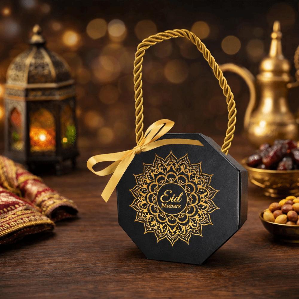 10Pcs Gold Stamping Eid and Ramadan Gift Boxes Portable Ramadan Gift Box Party Favor Supplies