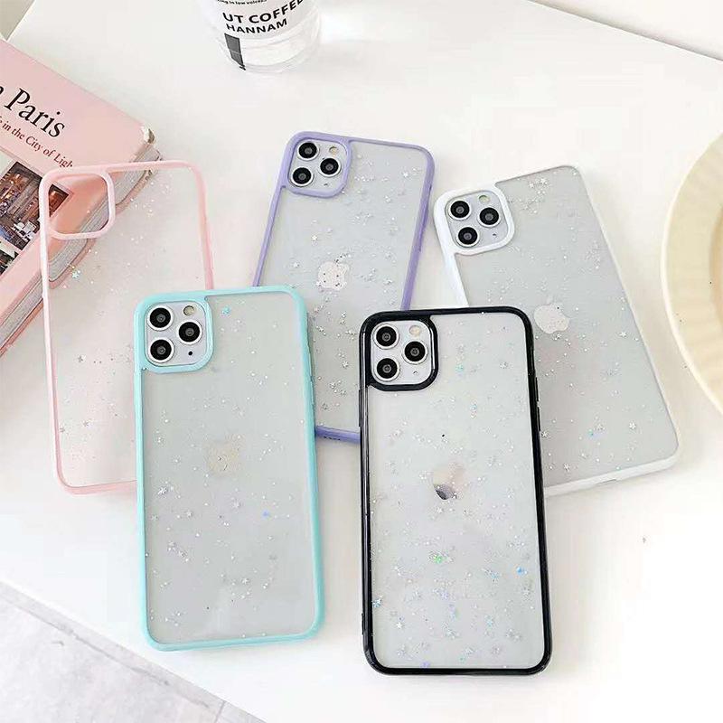 Glue Glitter Mobile Phone Case for IPhone16promax Transparent Solid Color for Apple 15/14/xsmax/17