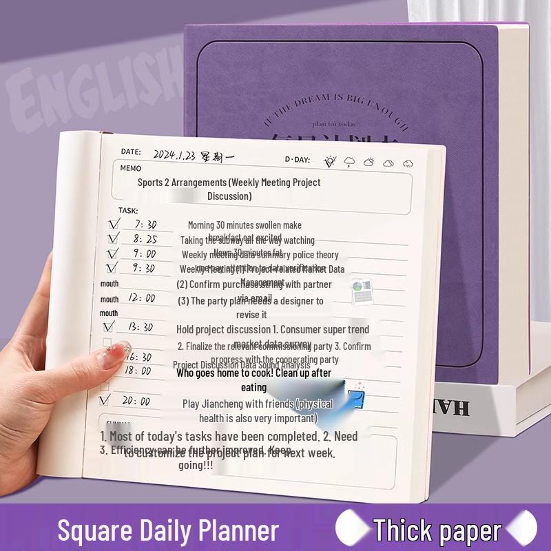Portable Daily Planner: Thickened Notebook for Students & Office Note-Taking