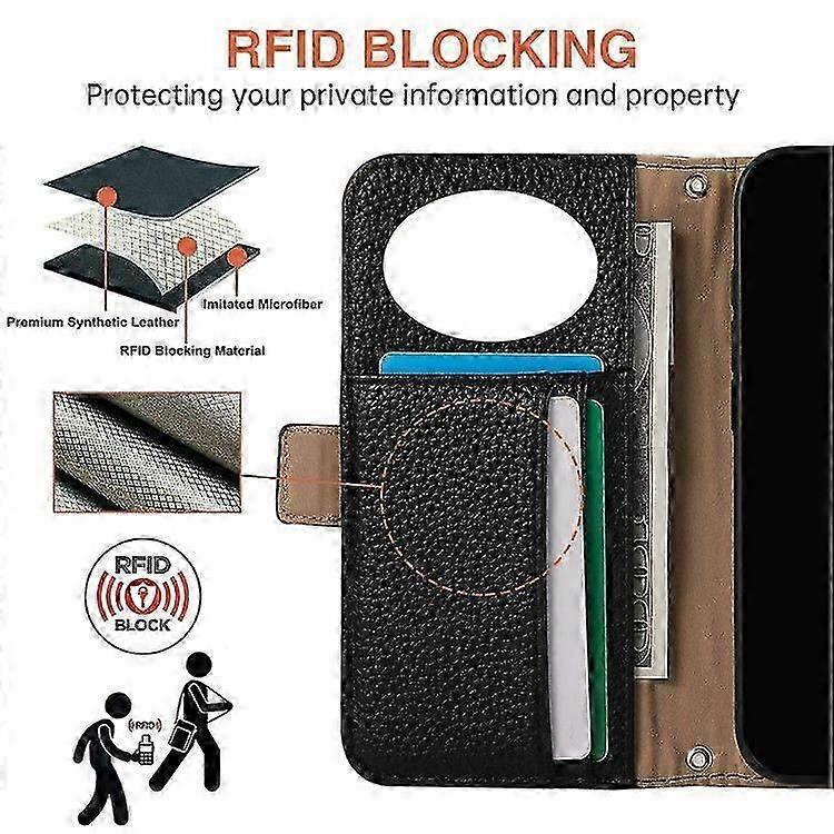 For Iphone 15 Pro Max Wallet Phone Case Shockproof Tpu+pu Leather Flip Cover With Mirror, Strap