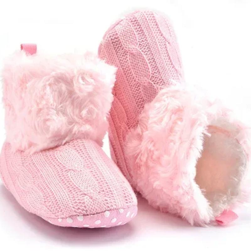 2025 New Winter Baby Snow Boots Knitted Warm Plush Newborn Little Girls Boys Shoes Non-slip Fashion Toddler Girls Boots