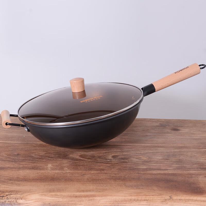 KBH Traditional Cast Iron Wok, 34cm
