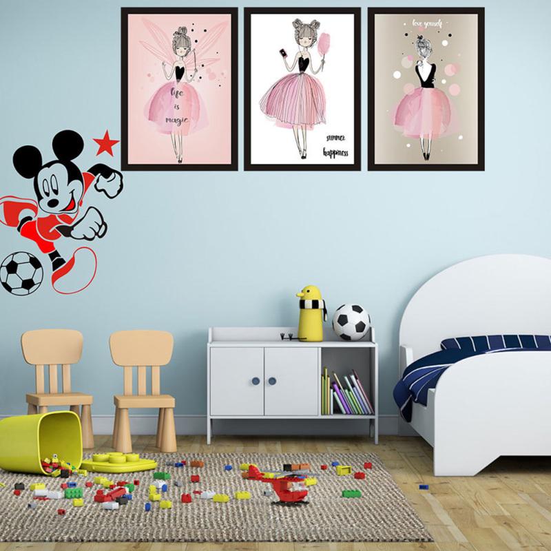 1PC/3PCS Lovely Girl Watercolour Canvas Painting Without Frame Poster Mural Wall Sticker Room
