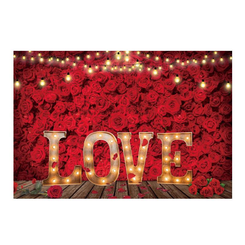 Red Rose&Heart Backdrops for Wedding Valentine's Day Birthday Party Background