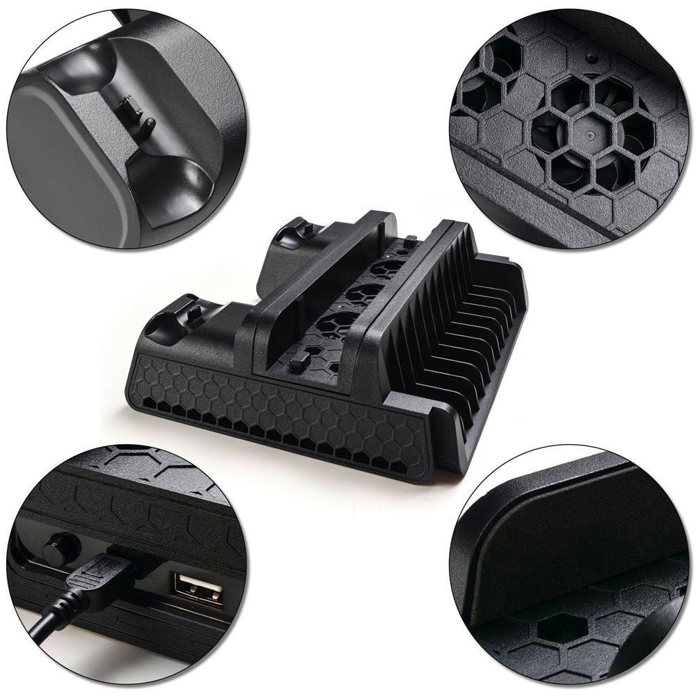 Vertikální stojan TP4-882 s ovladačem ventilátoru a duální nabíjecí stanicí pro Sony Playstation PS4/PS4 Slim/PS4 Pro