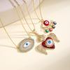 Nidin Türkische Evil Eye Anhänger Halsketten für Frauen Zirkonia Emaille Herz Flügel Charme Schlüsselbein Kette Glücksbringer Schmuck Geschenke