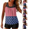 Women’s Two Piece Tankini Swimsuit with Star and Stripe Print Athletic Swimwear Sleeveless Top and Boyshorts Set for Beach Pool Sports