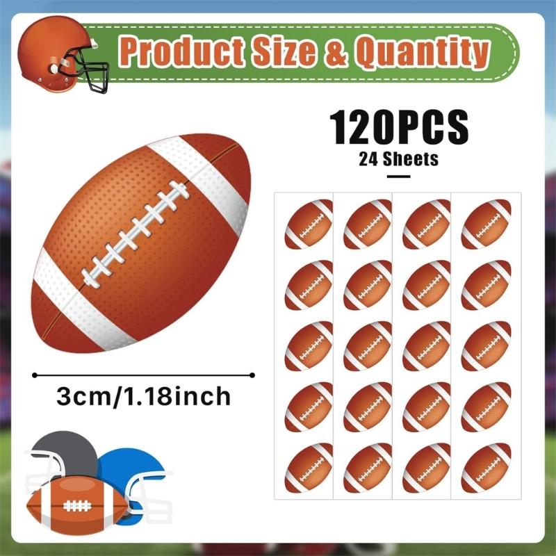 120pcs Football Decorative Sticker For Parties And Sport Event Rugbys Themed Party Decoration