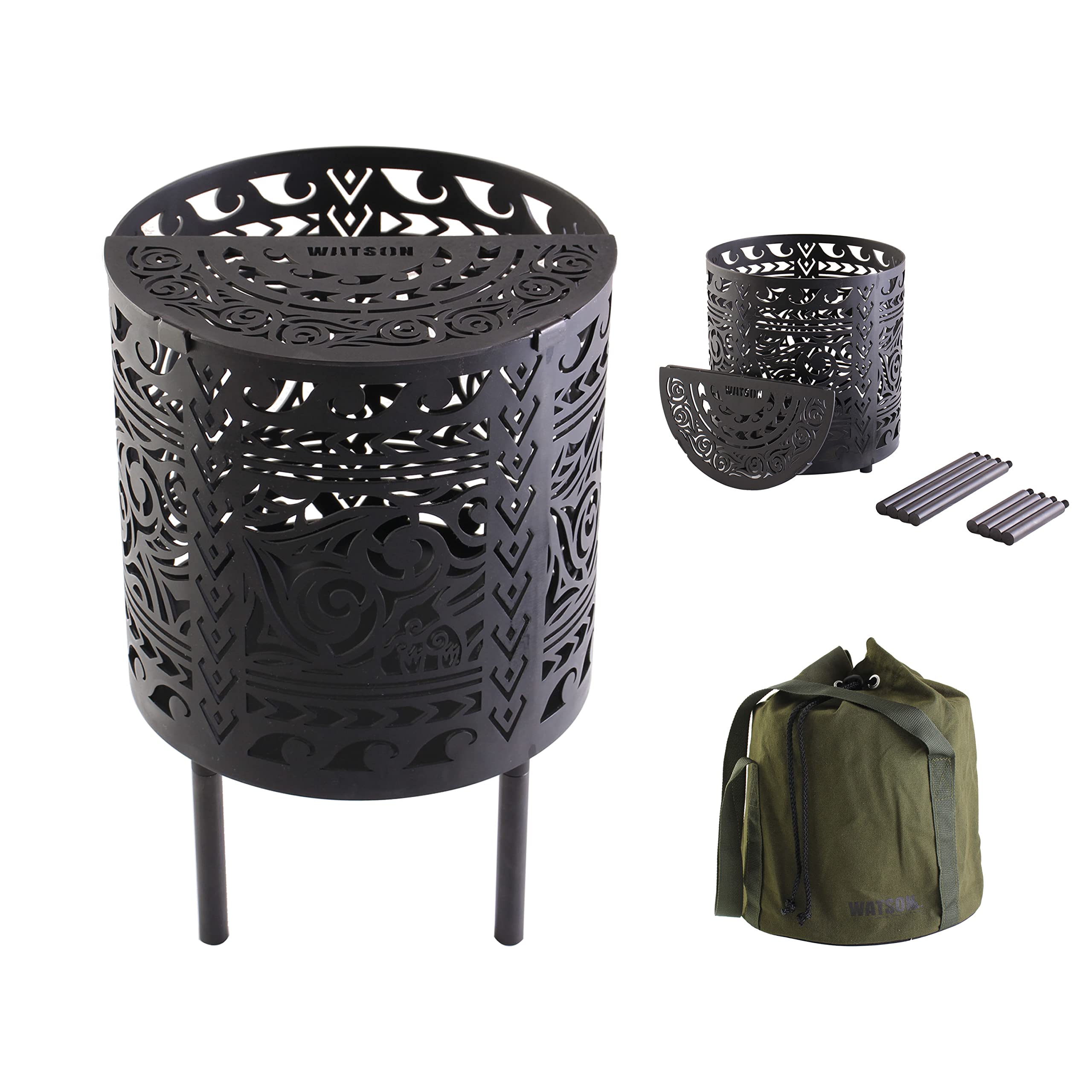 

WATSON Маорийская племенная Огонь Чугунная печь, Маленькая, Черная,