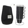 Coffee Cups Set Black Stackable Stainless Steel Double Layer Insulated Easy To Clean with Metal Stand for Camping
