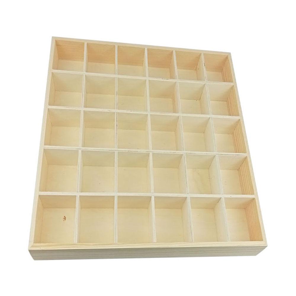 Multi-Grid Wooden Desktop Storage Tray