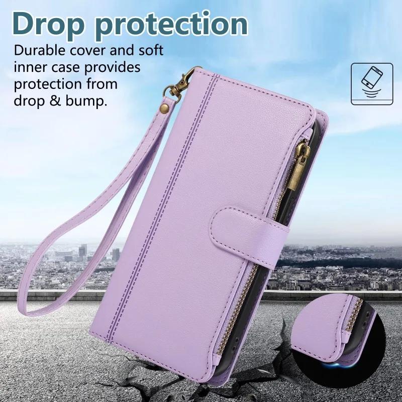 Wrist Strap Crossbody Wallet with Card Holder Phone Case for Google Pixel 9 8 7 6 Pro 8A 7A Protective Shockproof Leather Cover