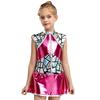Girls Shiny Metallic Alien Dress Sleeveless Back Zip Sequins Costume Outer Space Anime Halloween Party Costume