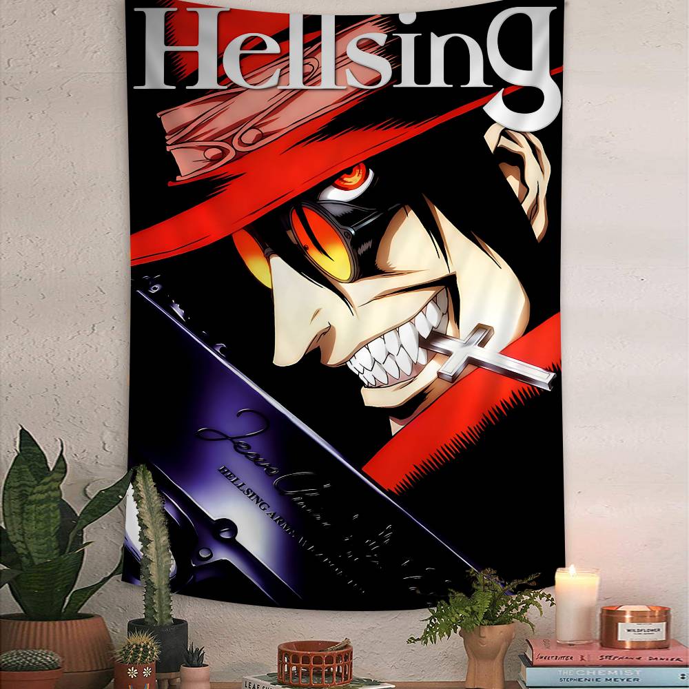 HHellsing Horror Anime Colorful Tapestry Wall Hanging Hanging Tarot Hippie Wall Rugs Dorm Wall Art Decor