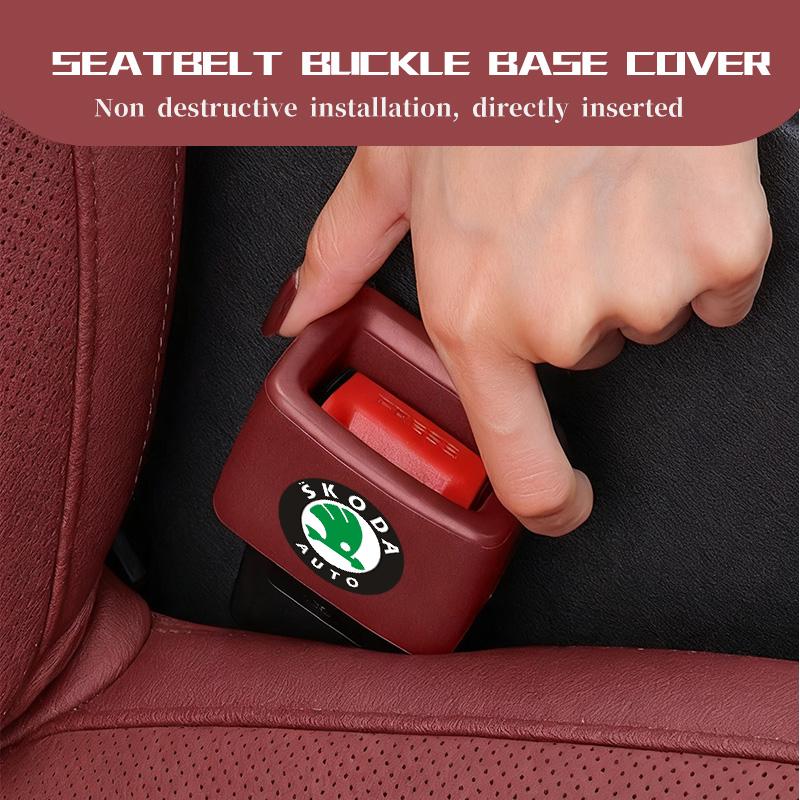 VIJT4 For Skoda Car Seat Belt Protective Buckle Anti-scratch Cover S Kodiaq Octavia 2 3 Yeti Karoq Rapid Fabia VII VRS