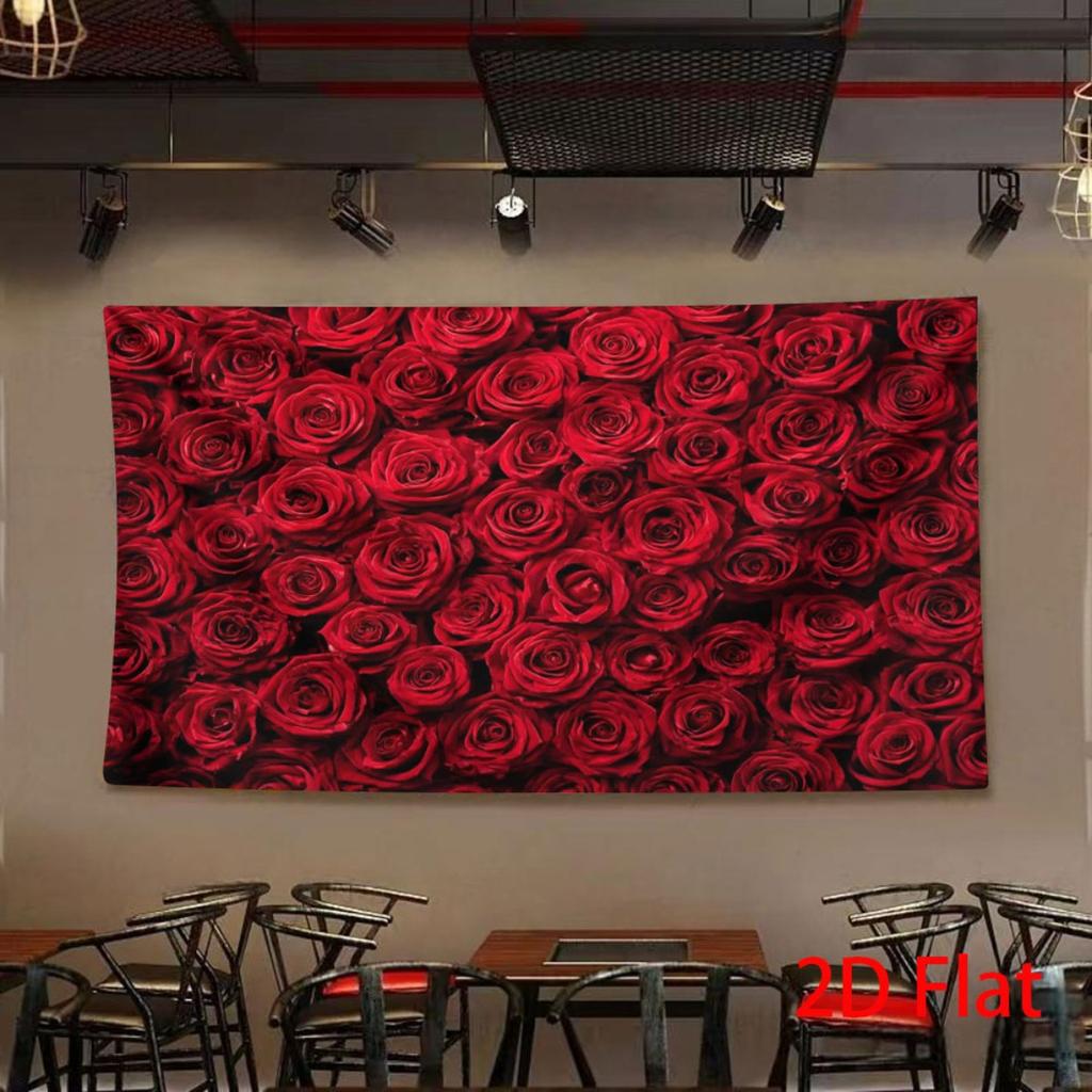 2D Flat Banner, 1 Piece of 2D Flat Red Love Rose Valentine's Day Oversized Background Banner Party Banner Background Party