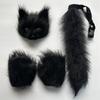 Halloween Costume Set Fox Mask Gloves Plush Tail Handmade Animal Cosplay Accessory Party