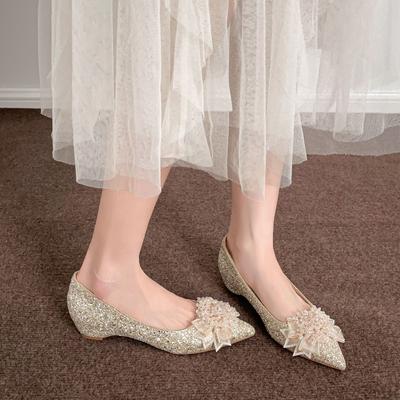 3386-8 Crystal High-heeled Single Shoes 2025 New Banquet Wedding Shoes Pointed Thin Heels Large Fat Width