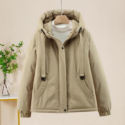 Kapuzen-Kordelzug-Pulloverjacke Damen Lockeres Fleece Verdickt Lässige Jacke Jacke