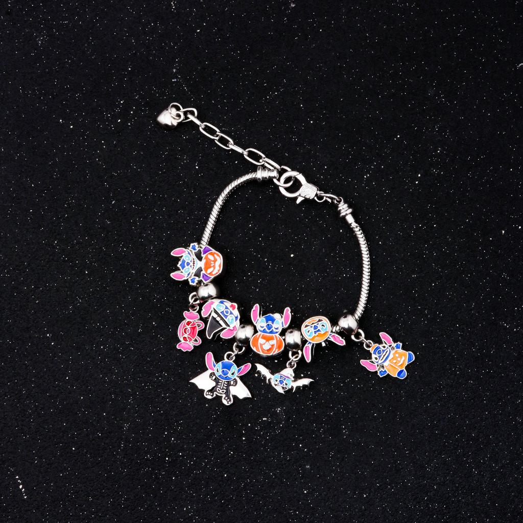 Classic Cartoon Anime Bracelet Cute DIY Santa Hat Stitch Series Cute Metal Charms Bangle For Women Kids Christmas Halloween Gift