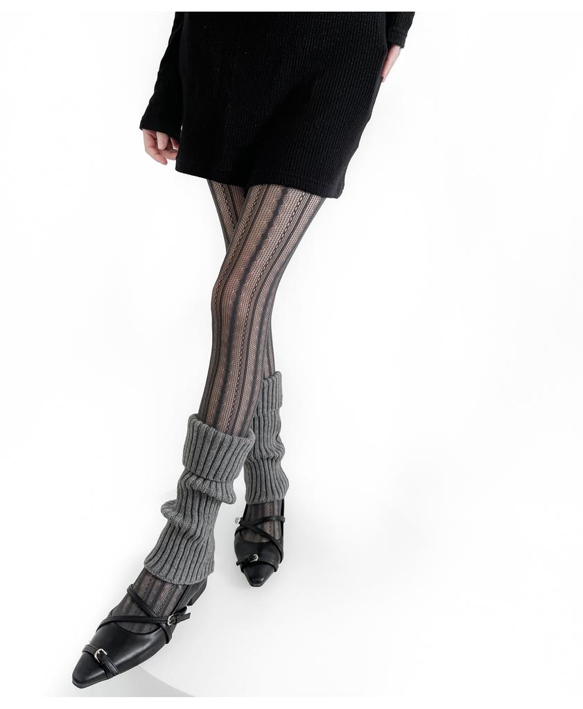 Women Retro Twist Striped Argyle Fishnet Pantyhose Women Gray Lace Sheer Slim Fit Tights Spring Autumn Daily Wear